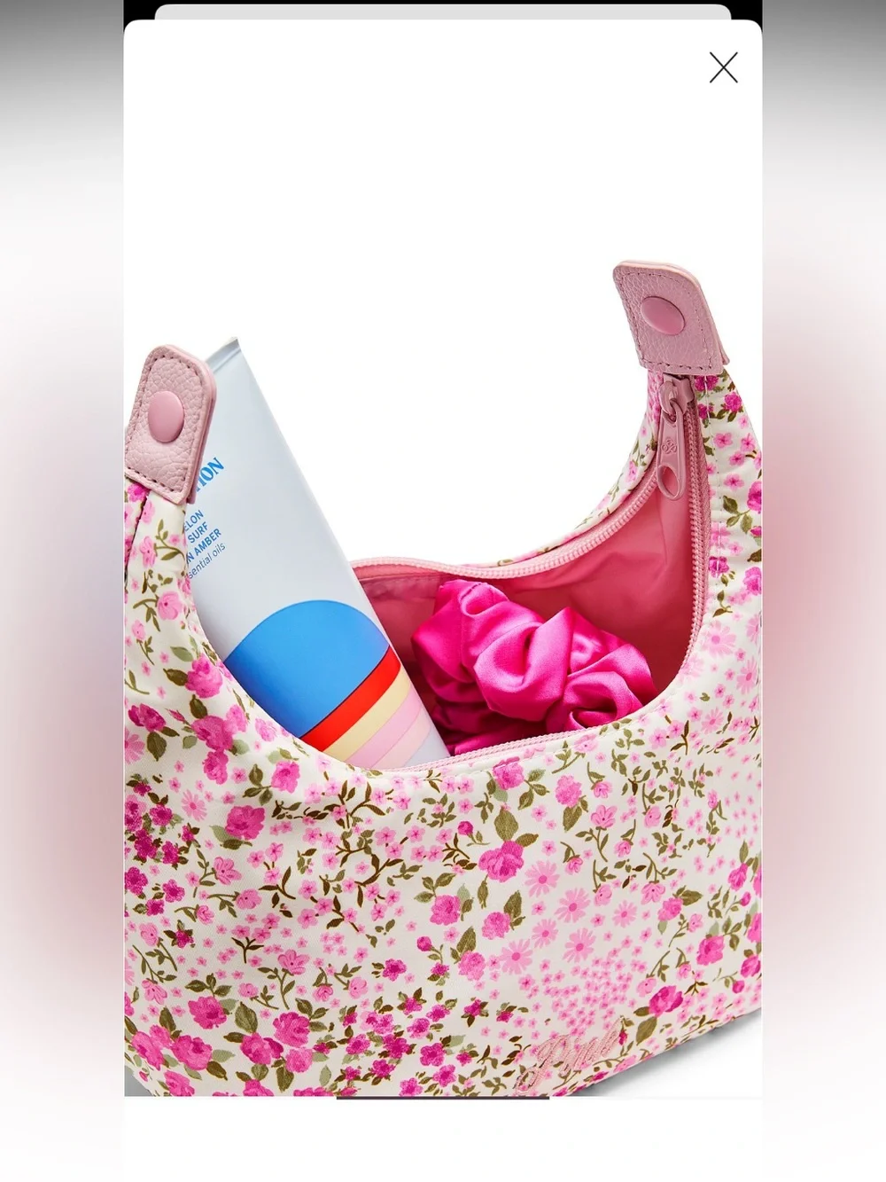 PINK Floral makeup bag
